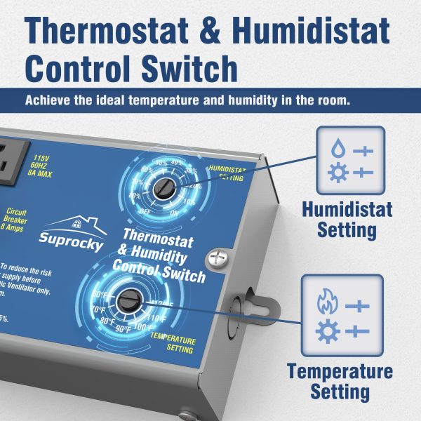 Adjustable Dual Thermostat and Humidity Control Switch