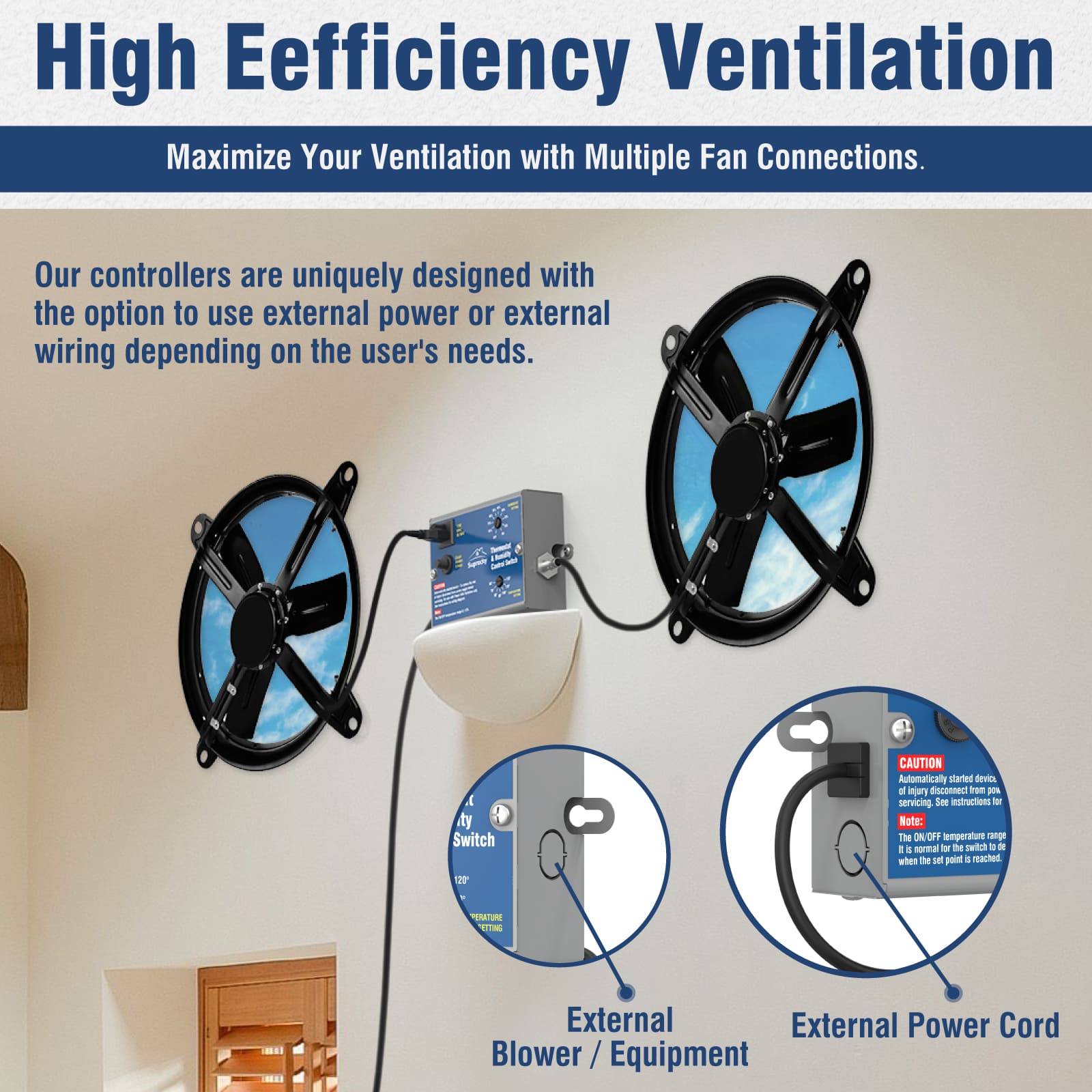 Adjustable Dual Thermostat and Humidity Control Switch